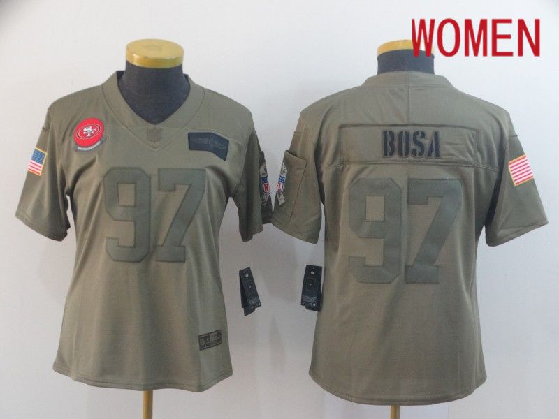 Women San Francisco 49ers #97 Bosa Nike 2019 Olive Camo Salute to Service Limited NFL Jerseys